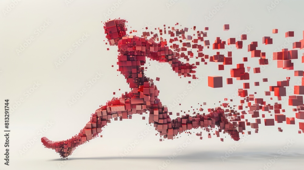 Humanoid make of of blocks and running Humanoid make of of blocks and running