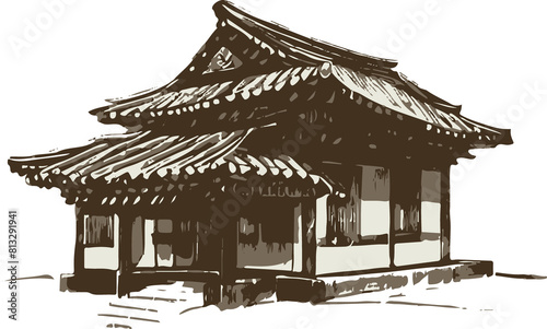 Artificial intelligence generation of traditional house illustrations.
