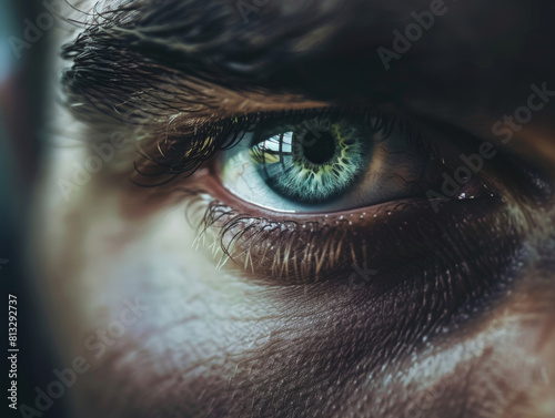 close up of man eye showing not enought sleep - ai photo