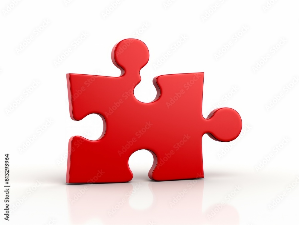 3D cartoon-style imitation red puzzle piece with a question mark on a white background 3D cartoon-style imitation red puzzle piece with a question mark on a white background