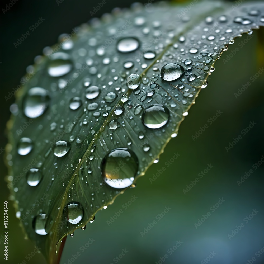 Close up of water drops on a leaf Close up of water drops on a leaf