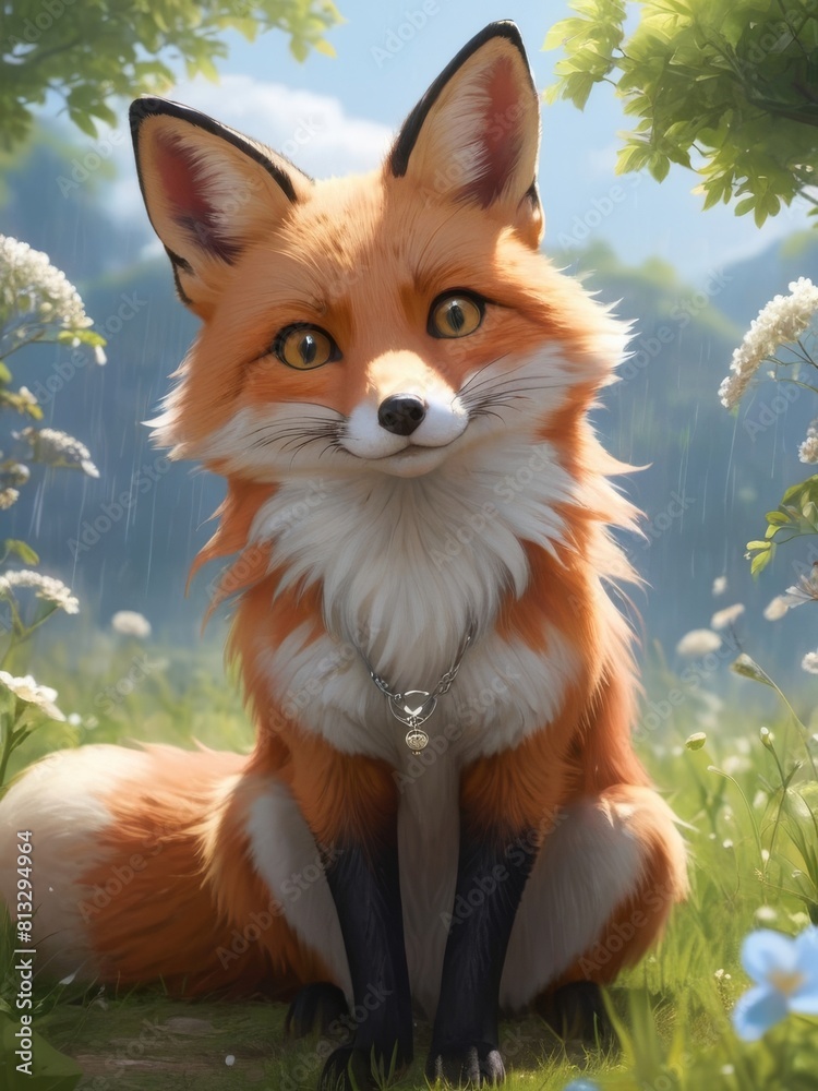 high detail fox cartoon illustration high detail fox cartoon illustration