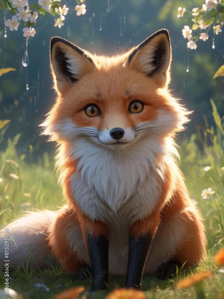 Fototapeta premium high detail fox cartoon illustration