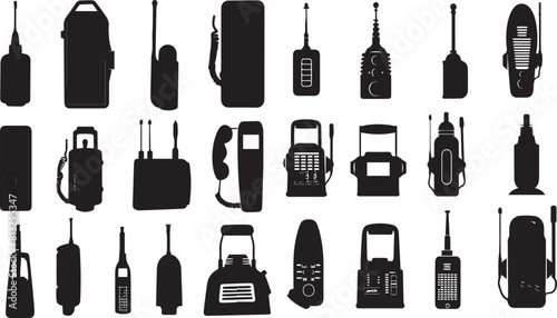 Abstract Radio walkie talkie Silhouette - Vector Art Collection