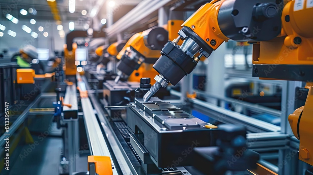 High-speed manufacturing side view, portraying rapid production processes in an industrial setting - high-speed production, advanced tone, Analogous Color Scheme High-speed manufacturing side view, portraying rapid production processes in an industrial setting - high-speed production, advanced tone, Analogous Color Scheme
