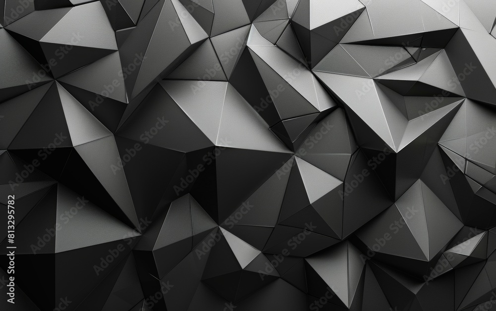 3D rendering of black polygonal shapes. 3D rendering of black polygonal shapes.