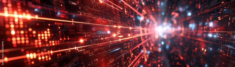 Obraz premium Abstract background of glowing red particles in space