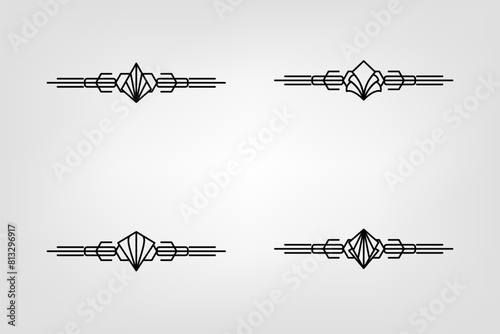 Art deco line border. Modern arabic gold frames, decorative lines borders and geometric golden label frame vector design elements