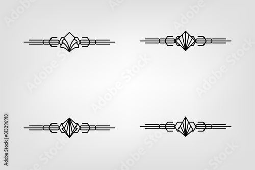 Art deco line border. Modern arabic gold frames, decorative lines borders and geometric golden label frame vector design elements