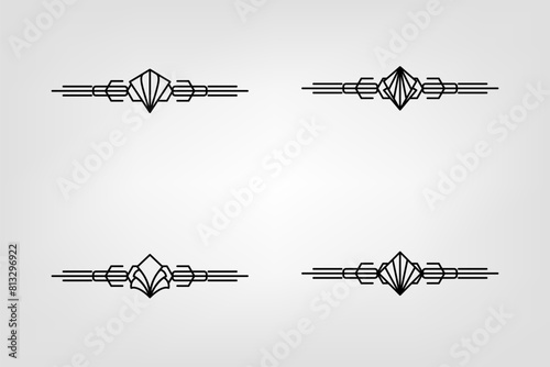 Art deco line border. Modern arabic gold frames, decorative lines borders and geometric golden label frame vector design elements