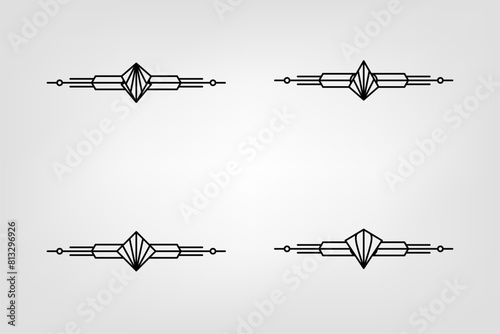 Art deco line border. Modern arabic gold frames, decorative lines borders and geometric golden label frame vector design elements