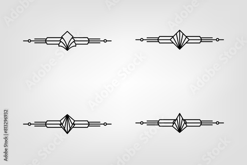 Art deco line border. Modern arabic gold frames, decorative lines borders and geometric golden label frame vector design elements