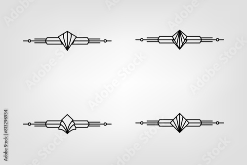 Art deco line border. Modern arabic gold frames, decorative lines borders and geometric golden label frame vector design elements