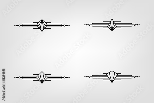 Art deco line border. Modern arabic gold frames, decorative lines borders and geometric golden label frame vector design elements