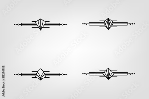 Art deco line border. Modern arabic gold frames, decorative lines borders and geometric golden label frame vector design elements
