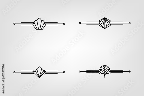 Art deco line border. Modern arabic gold frames, decorative lines borders and geometric golden label frame vector design elements