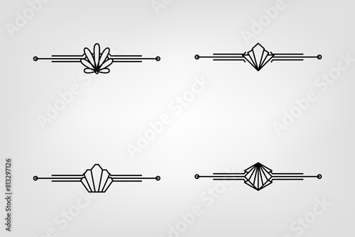Art deco line border. Modern arabic gold frames, decorative lines borders and geometric golden label frame vector design elements