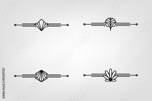 Art deco line border. Modern arabic gold frames, decorative lines borders and geometric golden label frame vector design elements