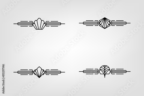 Art deco line border. Modern arabic gold frames, decorative lines borders and geometric golden label frame vector design elements