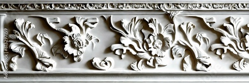 Luxury white wall design bas-relief