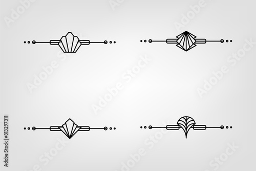 Art deco line border. Modern arabic gold frames, decorative lines borders and geometric golden label frame vector design elements