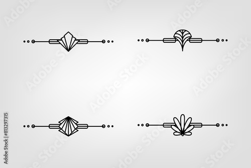 Art deco line border. Modern arabic gold frames, decorative lines borders and geometric golden label frame vector design elements