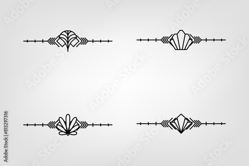 Art deco line border. Modern arabic gold frames, decorative lines borders and geometric golden label frame vector design elements