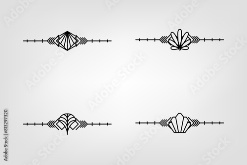 Art deco line border. Modern arabic gold frames, decorative lines borders and geometric golden label frame vector design elements