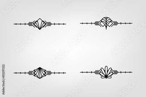 Art deco line border. Modern arabic gold frames, decorative lines borders and geometric golden label frame vector design elements