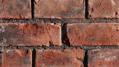 A close-up of a red brick.