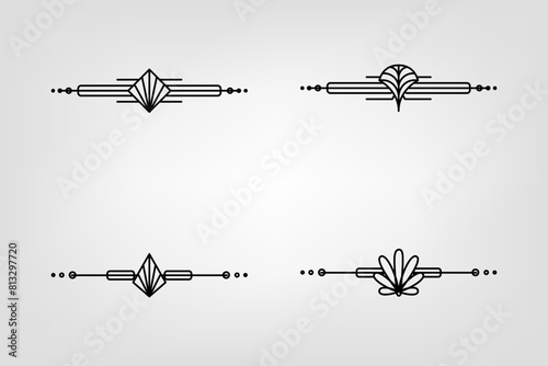 Art deco line border. Modern arabic gold frames, decorative lines borders and geometric golden label frame vector design elements