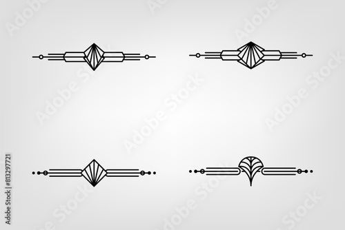 Art deco line border. Modern arabic gold frames, decorative lines borders and geometric golden label frame vector design elements