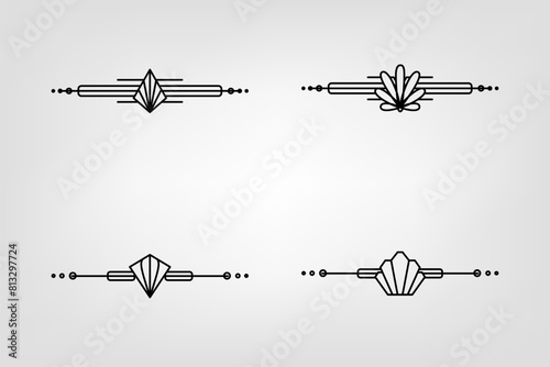 Art deco line border. Modern arabic gold frames, decorative lines borders and geometric golden label frame vector design elements