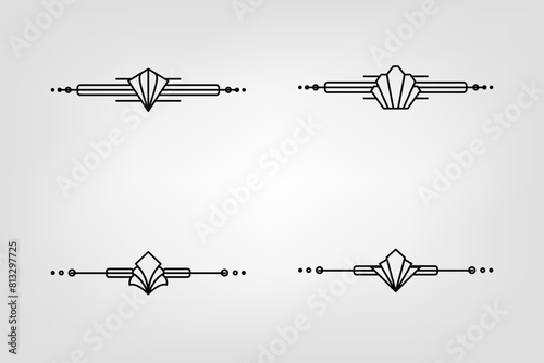 Art deco line border. Modern arabic gold frames, decorative lines borders and geometric golden label frame vector design elements