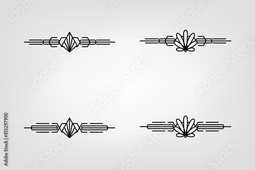 Art deco line border. Modern arabic gold frames, decorative lines borders and geometric golden label frame vector design elements