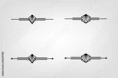 Art deco line border. Modern arabic gold frames, decorative lines borders and geometric golden label frame vector design elements