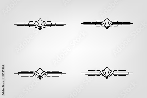Art deco line border. Modern arabic gold frames, decorative lines borders and geometric golden label frame vector design elements