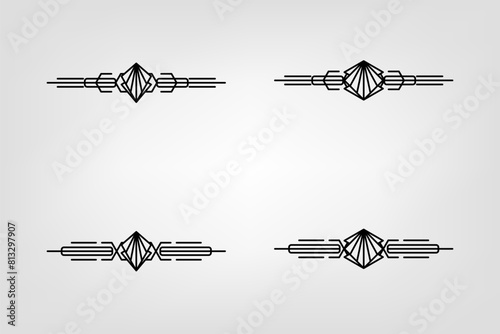 Art deco line border. Modern arabic gold frames, decorative lines borders and geometric golden label frame vector design elements