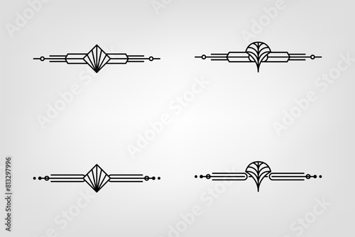Art deco line border. Modern arabic gold frames, decorative lines borders and geometric golden label frame vector design elements
