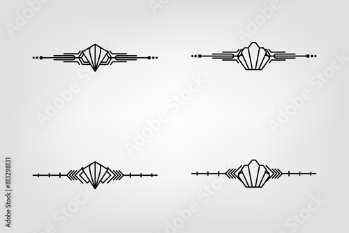 Art deco line border. Modern arabic gold frames, decorative lines borders and geometric golden label frame vector design elements