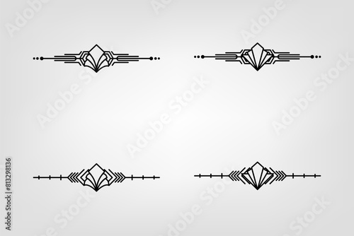 Art deco line border. Modern arabic gold frames, decorative lines borders and geometric golden label frame vector design elements
