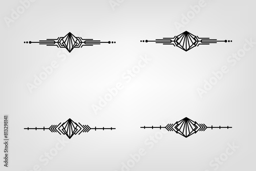 Art deco line border. Modern arabic gold frames, decorative lines borders and geometric golden label frame vector design elements