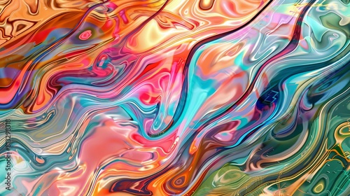 Create abstract digital art that combines imagery of flowing liquid with elements of currency symbols or financial charts Experiment with vibrant colors  swirling patterns  and translucent layers to e