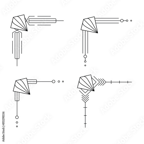 Art deco line border. Modern arabic gold frames, decorative lines borders and geometric golden label frame vector design elements