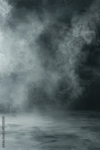 Abstract smoky gray background with spotlight.