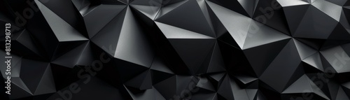 Black polygonal geometric shapes background. 3D rendering illustration.