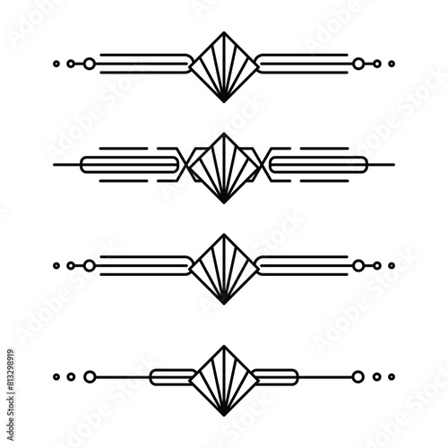 Art deco line border. Modern arabic gold frames, decorative lines borders and geometric golden label frame vector design elements
