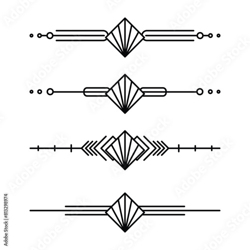 Art deco line border. Modern arabic gold frames, decorative lines borders and geometric golden label frame vector design elements