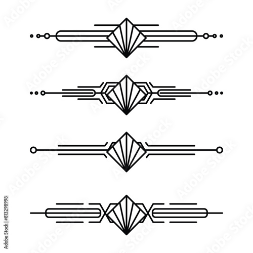 Art deco line border. Modern arabic gold frames, decorative lines borders and geometric golden label frame vector design elements