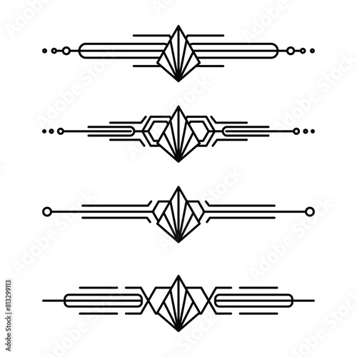 Art deco line border. Modern arabic gold frames, decorative lines borders and geometric golden label frame vector design elements